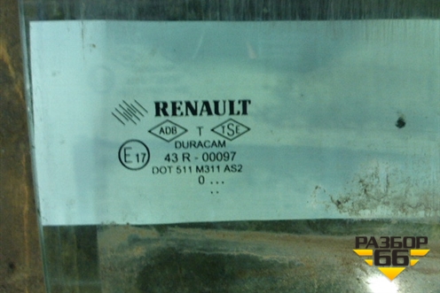 Стекло двери задней правой для Renault Symbol с 2008г