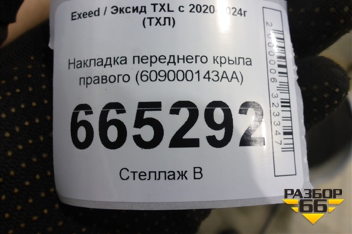 Накладка переднего крыла правого (609000143AA) для Exeed TXL с 2020-2024г (ТХЛ)