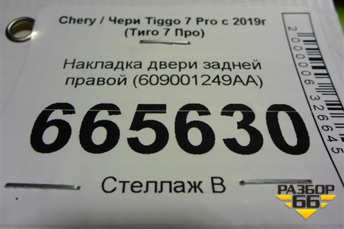 Накладка двери задней правой (609001249AA) для Chery Tiggo 7 Pro с 2019г (Тиго 7 Про)