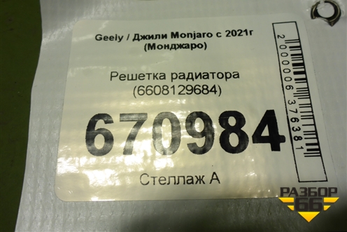 Решетка радиатора (6608129684) для Geely Monjaro с 2021г (Монджаро)