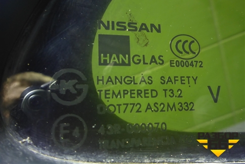 Стекло двери задней правой форточка для Nissan Almera Classic с 2006-2013г (Альмера Классик)