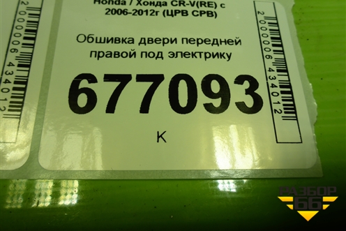 Обшивка двери передней правой под электрику (83500SWWA) для Honda CR-V(RE) с 2006-2012г (ЦРВ СРВ)
