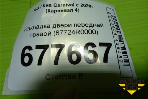 Накладка двери передней правой (87724R0000) для Kia Carnival с 2020г (Карнивал 4)