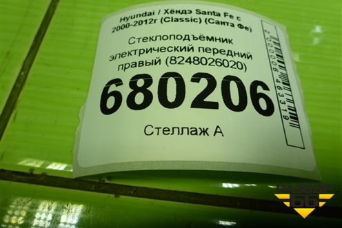 Стеклоподъёмник электрический передний правый (8248026020) для Hyundai Santa Fe с 2000-2012г (Classic) (Санта Фе)
