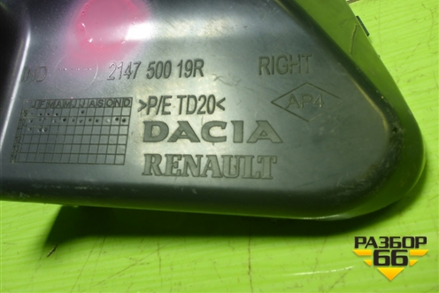Дефлектор радиатора правый (214750019R) для Renault Duster I с 2010-2021г (Дастер)