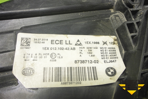 Фара правая (после 2015г Led без блоков) (8738712) для BMW 3-серия F30/F31 с 2011г