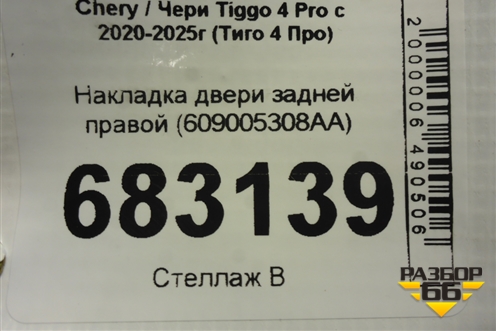 Накладка двери задней правой (609005308AA) для Chery Tiggo 4 Pro с 2020-2025г (Тиго 4 Про)