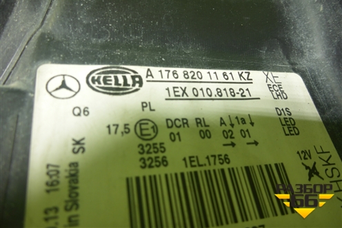 Фара левая (ксенон без блока и лампы) (A1768201161) для Mercedes Benz A180/200/250 W176 с 2012 (А)