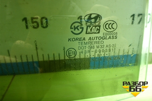 Стекло двери задней левой для Hyundai Tucson с 2004-2010г (Туксон)